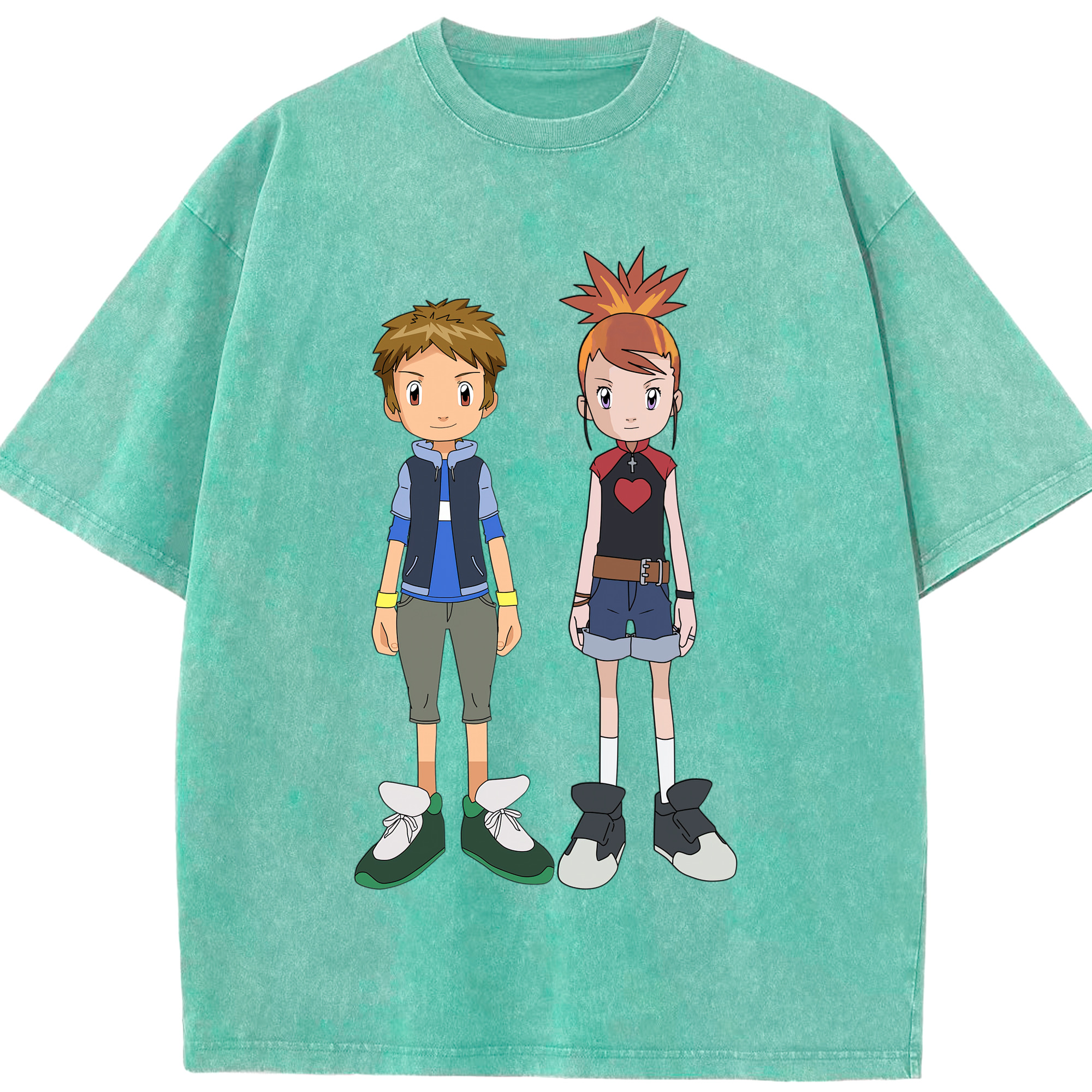 （画像用） Digimon デジタルモンスター/デジモン 綿100% ヴィンテージ風 半袖Tシャツ（フロントプリント）